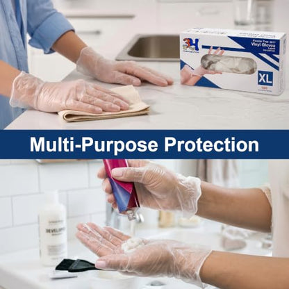 Vinyl Disposable Gloves, Latex Free, Powder Free, Food Safe for Meal Prep, Cooking, Cleaning, Hair Dye - color: Clear, size: 100 - Medium