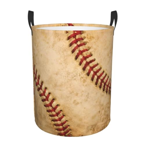 Baseball Texture Laundry Basket Laundry Hamper With Handles Collapsible Laundry Baskets Storage Basket For Room Bathroom Bedroom Decor - color: Baseball Texture