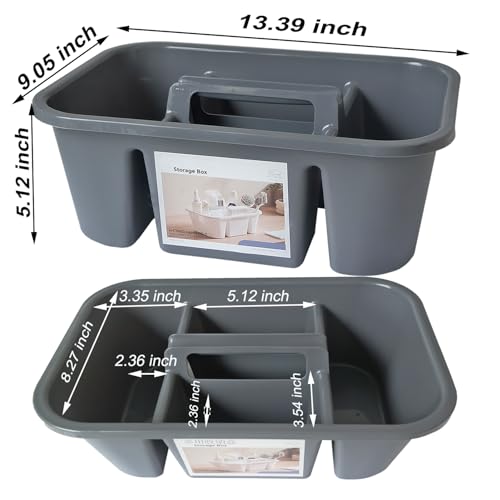 Portable Shower Caddy Basket with Compartments, Plastic Divided Cleaning Supplies Organizer with Handle, Multi-Purpose Organizer for Bathroom, Dorm, Garden, Tool, Under Sink (White, 1 Pack) - color: White