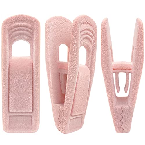 TOFIIGREM Light Pink Velvet Hangers Clips 20 PCS, Non-Slip Velvet Clip for Pant Skirt Velvet Hangers, Strong Flocking Hangers Clips - color: Light Pink, size: 20pc