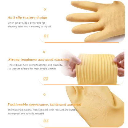 6-Pair 17.8-Inch Elbow-Length Reusable Rubber Waterproof Household Cleaning and Kitchen Dishwashing Gloves - Small Size - color: （pack of 6）, size: Small