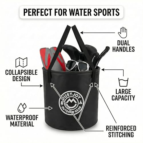 JUSTJOY 50L Collapsible Rinse Bucket for Surfing and Beach Wet Gear