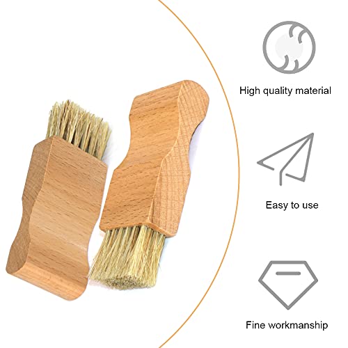 2 Pcs Shoe Polish Applicator Brushes Small Shoe Cleaning Brushes Wooden Handle Shine Shoes Brushes for Leather Boots Shoes Bags