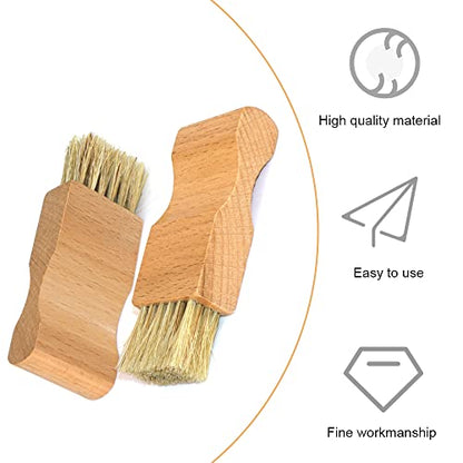 2 Pcs Shoe Polish Applicator Brushes Small Shoe Cleaning Brushes Wooden Handle Shine Shoes Brushes for Leather Boots Shoes Bags