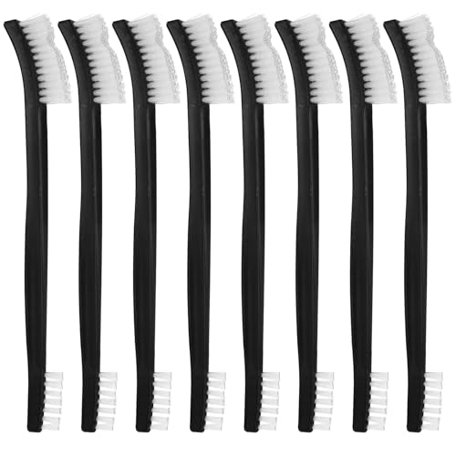 10PCS Double Ended Nylon Cleaning Brushes, Small Brush Black & Transparent