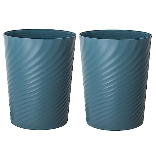 Plastic Small Bathroom Trash Can Wastebasket Garbage, Bluish Green, 2 Pack - color: Dark Blue, size: 1.8 Gallon/2 Pack