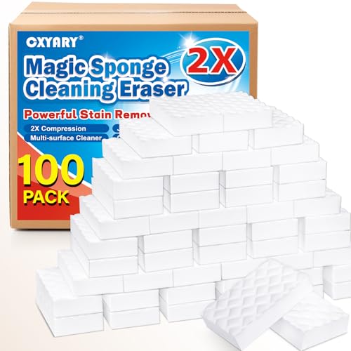 100Pack 2X Magic Sponges Cleaning Eraser, Density Stronger Melamine Sponge - size: 100