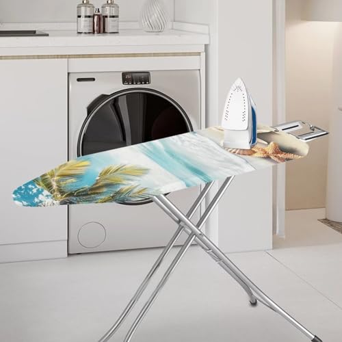Hawaii Tree Ironing Board Cover with Padding Standard Size Padded Iron Board Cover with Elastic Edge and Adjustable Fasteners Padding Decorative Covers 15x54 Sea Star Iron Table Covers - color: Hawaii Tree Sea Star