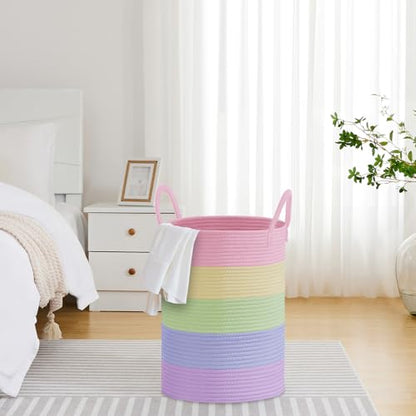 VIPOSCO 72L Tall Woven Laundry Basket Hamper, Rainbow - color: Rainbow, size: 72L