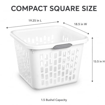 White Laundry Basket 6-Pack, 1.5 Bushel Square with Handles - color: White 6PCS