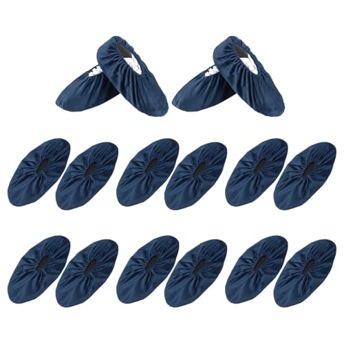 PATIKIL Reusable Shoe Covers, Non-Slip Shoe Protectors Cover Polyester Washable Foot Boot Covering - color: Dark Blue, size: 12 inch
