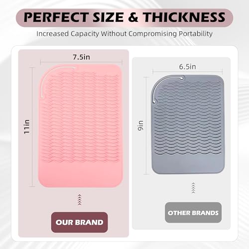 Silicone Heat Resistant Mat for Hair Tools, 11" x 7.5", Pink - color: Pink