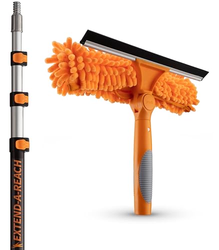4-12 ft Window Washing Kit with Extension Pole (20+ Foot Reach) - size: 12 feet
