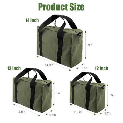 Small Tool Bag, Close Top Wide Mouth Tool Organizer Bag, Large Tool Bags - color: Army Green, size: 18 Inch