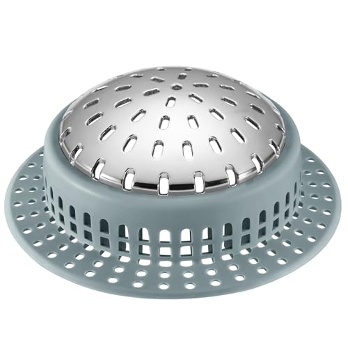 Aluvor Bathtub Drain Hair Catcher Shower Drain Cover Sink Drain Protector - size: Large-Greyish Blue