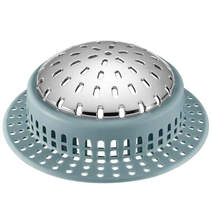 Aluvor Bathtub Drain Hair Catcher Shower Drain Cover Sink Drain Protector - size: Large-Greyish Blue