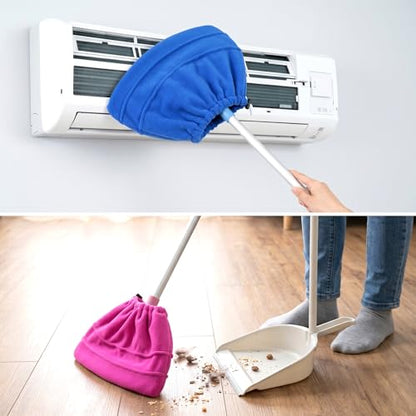 2 Pcs Mop Socks with Elastic Bands Washable Broom Cloth Cover Reusable Broom Pads Baseboard Cleaner Tool Multi-Purpose Mop Cloth Replacement for Baseboards, Cleaning Dust Cobwebs up High Heater