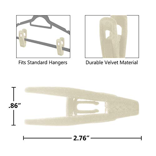 Velvet Clips, 20 Pack, Durable Non- Breaking Material, Matching Hangers of Our Brand and Your existing Velvet Hanger, Suitable to Hang Many Types of Clothes. (Ivory) - color: Ivory