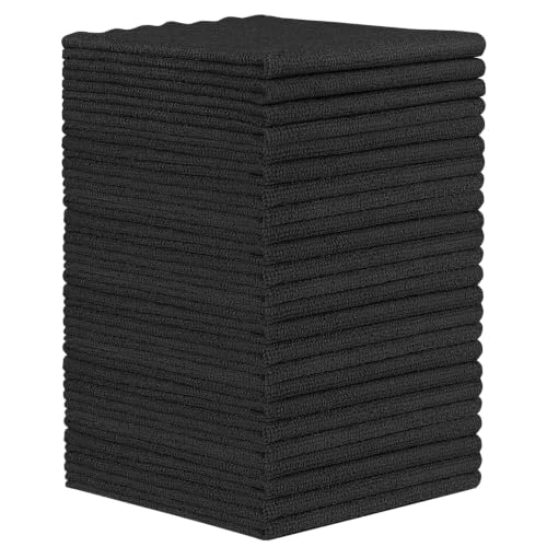 Orighty Microfiber Cleaning Cloth - 24 Pack, Black Cleaning Rags 12x11 inch - color: Black, size: 24 Pack