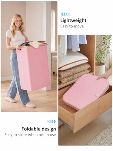 IEGrow Laundry Hamper with Lid,110L Laundry Basket with Mesh Bags,Pink - color: Pink, size: 110L