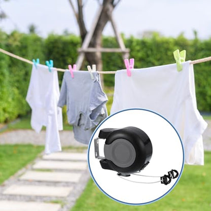 uxcell Retractable Double Clothesline Outdoor Indoor, 49Ft Heavy Duty PVC Clothes Line Retracting Laundry Line with 24 Pcs Clothespins for Wet Dry Clothing, Black - color: Black/Grey