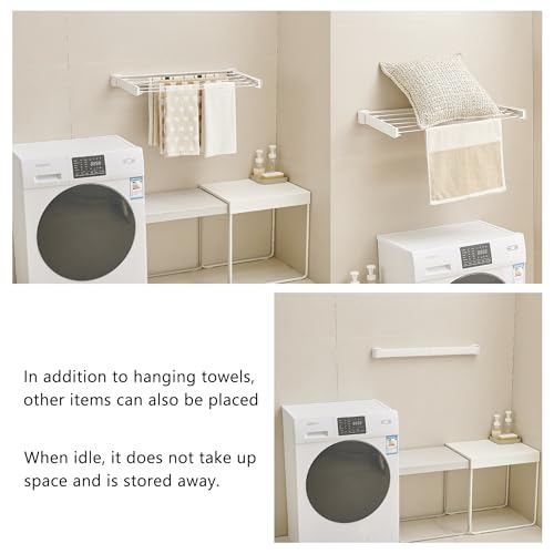 JOOM Wall Mounted Clothes Drying Rack, 27.5 Inch Foldable Rack, White - size: 27.5in