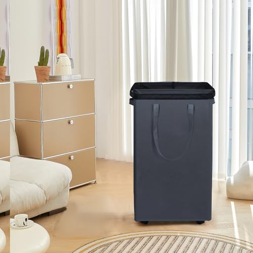 DOKEHOM 90L X-Large Rolling Laundry Basket Hamper on Wheels, Grey - color: Grey, size: X-Large Pro 29"