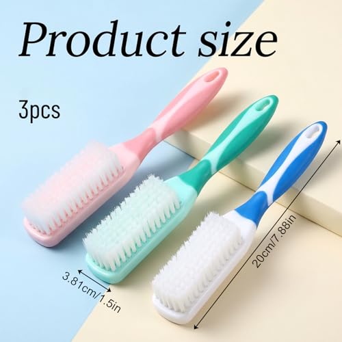 3 PCS Shoe Cleaning Brush, Shoe Brushes with Long Handled, Scrub Brush for Stains, Laundry Scrub-Brush,Soft Bristle Cleaning-Brush, Laundry Stain Remover Brushes for Clothes, Carpet, Shoes (8 Inch)