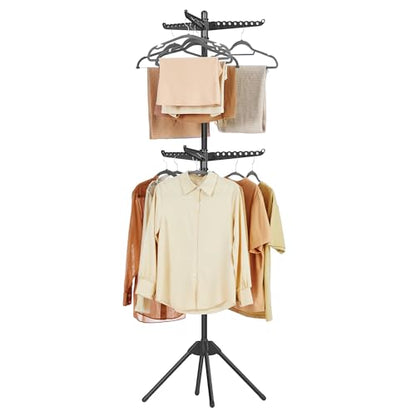 SONGMICS Clothes Drying Rack, 75.6-Inch Drying Rack, 6 Rotatable Arms - color: Black, style: 2-Tier-Hang