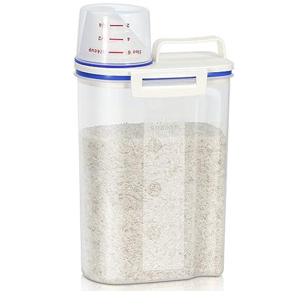 TBMax Rice Container 4 Lbs / 2 Kg Rice Dispenser with Measuring Cup, BPA-Free Plastic Kitchen Pantry Food Storage Holder for Oatmeal Flour Grain, Small Pet Cat Dog Food Container - color: Blue