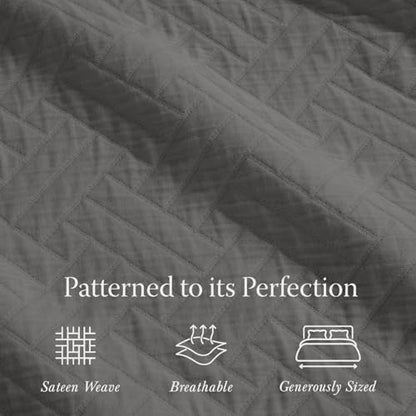Threadmill Cotton Twin Coverlet Blanket, Jacquard, Dark Grey, 350GSM, 68x90 - color: Classic Dark Grey, size: Twin / Twin-XL