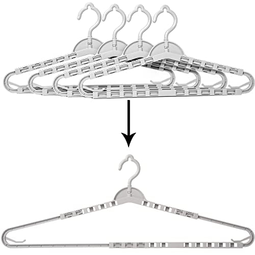 Extra Large Hangers Enlarge Adjustable Shoulder 16.5"-26" Hanger 4 Pack - color: Light Gray