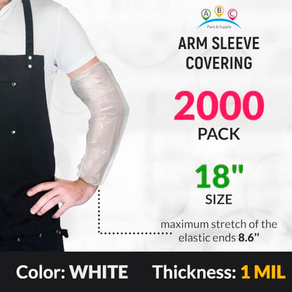 ABC PACK & SUPPLY Disposable Arm Sleeves, 18 Inch PE Arm Covers, Sleeve Covers with Elastic Ends for Food Processing - color: White, size: 100 Pack