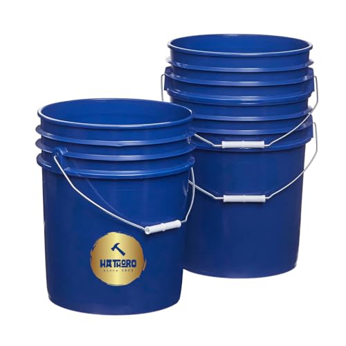 5 Gallon Food Grade Plastic Bucket, Open Head Pail with Handle, 12-3/8 in Diameter x 14-3/4 in Height (Blue, 2 Pack) - color: Blue, size: 2 Pack