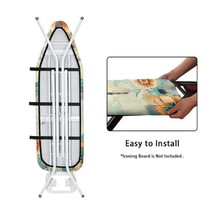 Mandala Flower Dragonfly Ironing Board Cover and Pad 15 X 54 Thick Padding with Elastic Edge Ironing Board Pad for Standard Size Boards Table Top Ironing Board Cover Sleeve Brown - color: Dragonfly Mandala Flower