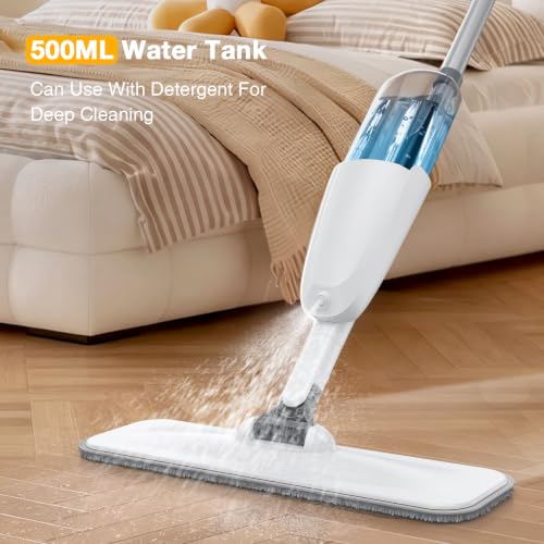 Spray Mop, Wet Dry Hardwood Floor Cleaning Mop with 3 Washable Reusable Pads, 360° Rotation Head, 500ML Large Capacity Sprayer for Tile, Hardwood, Laminate, Vinyl & Marble Floor