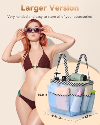 Temede Mesh Shower Caddy Portable for College Dorm Room Essentials - color: Blue