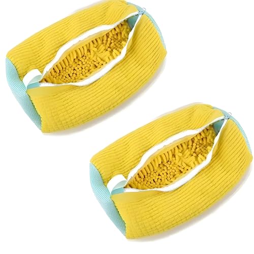 Shoe Washing Machine Bag: Laundry Shoe Bag for Washer and Dryer - 2pc Reusable Shoe Cleaning Bag for Sneaker Tennis Shoes Unstain Cleaner Kit(Yellow,2pcs) - color: Yellow