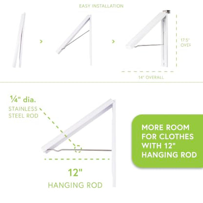 InstaHanger ABS Wall Mounted Clothes Drying Rack, 60 lb Capacity, 2 Pack - size: 2 Pack Original