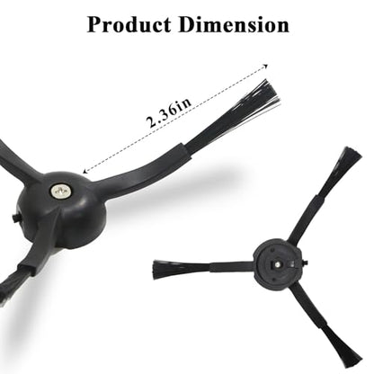 Side Brushes Replacement Compatible with Roborock Q Revo/Qrevo S/Qrevo Pro/Qrevo Master/S8/S8+/ S8 Pro Ultra/Q5/Q7/Q7Max/Q8 Max/S7/S7 Max Ultra/S7 MaxV/S6/S5/S4/E2/E3/E4/E5 Robot Vacuum - color: Black