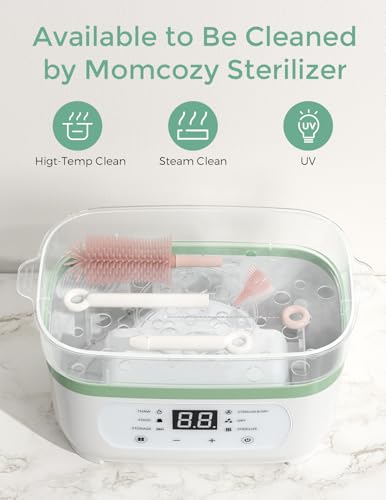 Momcozy 7-in-1 Baby Bottle Brush Set with Drying Rack, Pink - color: Pink, size: Classic Style