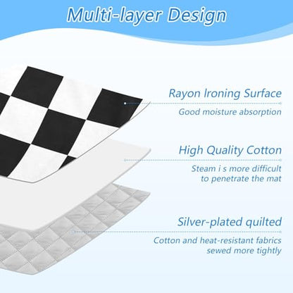 Portable Ironing Mat for Table Top Iron Pad Heat Resistant Blanket Portable Travel Ironing Board Covers Tabletop Sewing Pressing Quilting Large 27.6x47.2Inches Checkered Black and White - color: Checkered Black and White08
