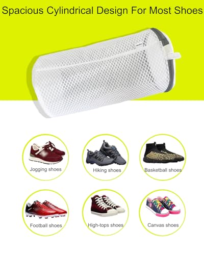 Shoe Washing Machine Bag,3 Pack Laundry Shoe Bag for Washer and Dryer,Mesh Laundry Bags with Zipper for Sneakers,Trainers,Socks,Bras,Delicates,and Toys