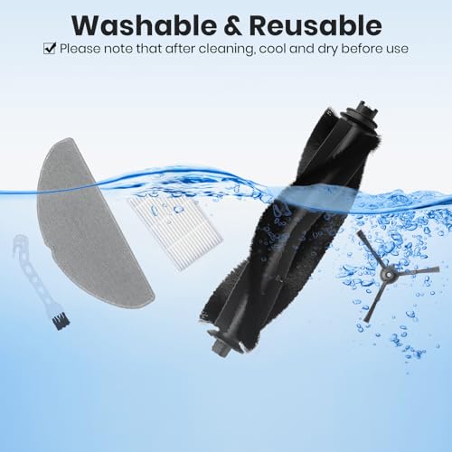 RV20 Max Plus Replacement Parts for Tapo RV20 Max Plus/RV30 Max Plus/RV30/RV20 Robotic Vacuum Cleaner Parts with 1 Roller, 4 HEAP, 6 Mops, 6 Dust Bags, 6 Side Brushes,1 Clean Brush