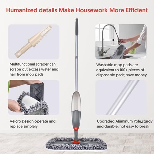 Microfibre Spray Floor Mops for Cleaning: for Hardwood Laminate Tiles Vinyl