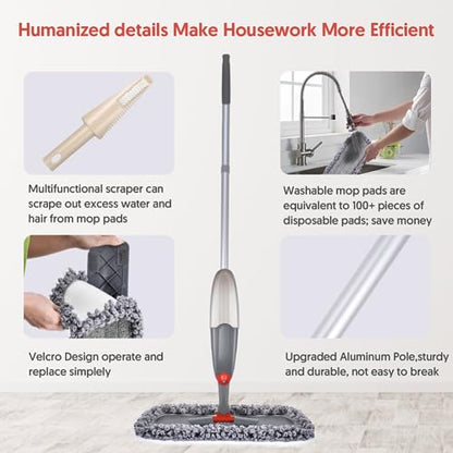 Microfibre Spray Floor Mops for Cleaning: for Hardwood Laminate Tiles Vinyl