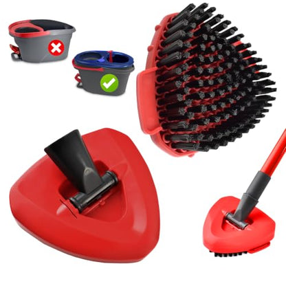 2 Pack Upgrade Scrubber Mop Head and Spin Mop Base for Ocedar,Scrub Brush Compatible with O-Cedar Rinseclean 2 Tank System,Hard Bristle Scrubber Mop with Base for Floor Deck Wall Bathroom and Kitchen - color: Red 2