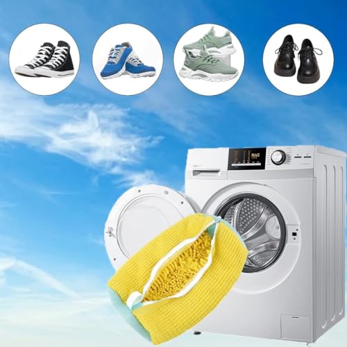 Shoe Bag for Washing Machine 2PCS - Shoes Washing Machine Bag, Washer & Dryer Shoe Dryer Bag with Microfiber Mesh, 360° Deep Clean Sneaker Wash Bag, Hidden Zipper, Fits Size 13, Laundry Bag for Shoes