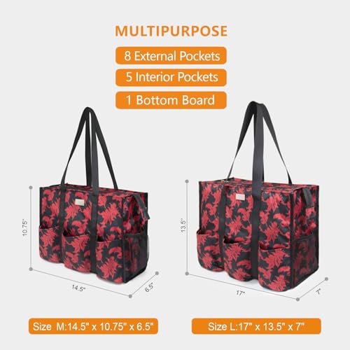 TOPDesign Utility Water Resistant Tote Bag with 13 Pockets, Zipper Closure - color: Baroque, size: Medium