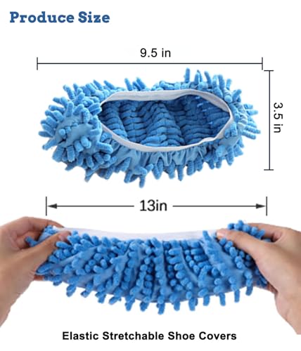 6 Pairs (12 Pieces) Dust Mop Slippers Shoe Cover Multi-Function Soft Washable Reusable Floor Cleaning Shoe Cover House Kitchen Office Cleaning Tools (Pink)